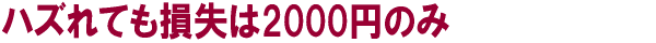 ハズれても損失は2000円のみ